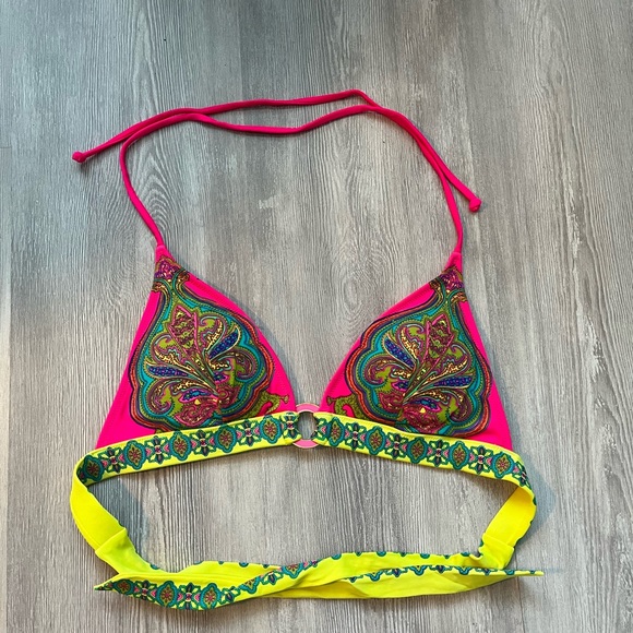 Victoria’s Secret small neon paisley halter bikini top - Picture 2 of 8